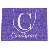 Meisjesgepersonaliseerde Paarse Faux Glitter Groot Cadeauzakje (Voorkant)