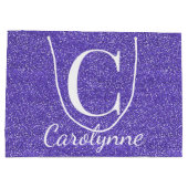 Meisjesgepersonaliseerde Paarse Faux Glitter Groot Cadeauzakje (Achterkant)