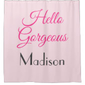 Meisjesgepersonaliseerde roze Hallo prachtige naa Douchegordijn (Voorkant)