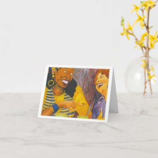 Meisjesgesprek Begroeting Kaart (Gele Bloem)