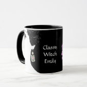 Meisjesgezicht bloemige mode femme aanpasbare naam mok (Voorkant links)