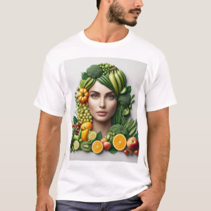 Meisjesgezicht gemaakt van fruit en groenten: A U T-shirt