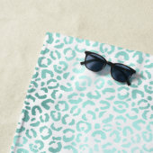 Meisjesglam Mint Leopard Print Strandlaken (In situ)