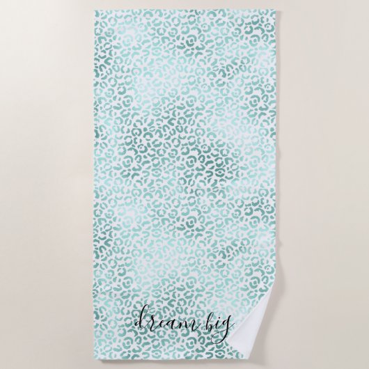 Meisjesglam Mint Leopard Print Strandlaken (Voorkant)