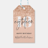 Meisjesglitter gladde moderne 18e verjaardag cadeaulabel (Voorkant)