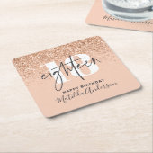 Meisjesglitter gladde moderne 18e verjaardag kartonnen onderzetters (Schuin)