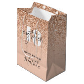 Meisjesglitter gladde moderne 18e verjaardag  medium cadeauzakje (Voorkant Gekanteld)