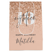 Meisjesglitter gladde moderne 18e verjaardag  medium cadeauzakje (Achterkant)