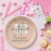 Meisjesglitter gladde moderne 18e verjaardag papieren bordje (Feest)