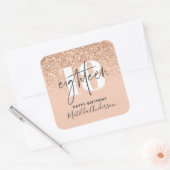 Meisjesglitter gladde moderne 18e verjaardag vierkante sticker (Envelop)