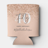 Meisjesglitter gladde moderne 40e verjaardag blikjeskoeler (Achterkant)