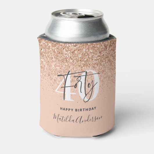 Meisjesglitter gladde moderne 40e verjaardag blikjeskoeler (Blikje Achterkant)