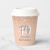 Meisjesglitter gladde moderne 40e verjaardag papieren bekers (Achterkant)