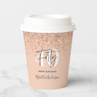 Meisjesglitter gladde moderne 40e verjaardag papieren bekers