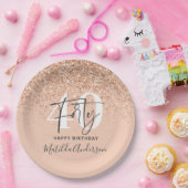 Meisjesglitter gladde moderne 40e verjaardag papieren bordje (Feest)