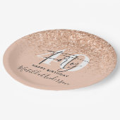 Meisjesglitter gladde moderne 40e verjaardag papieren bordje (Gekanteld)