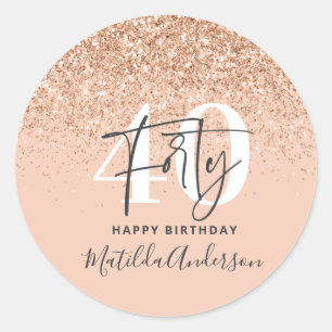 Meisjesglitter gladde moderne 40e verjaardag ronde sticker