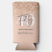 Meisjesglitter gladde moderne 40e verjaardag seltzer blikjeskoeler (Achterkant)