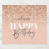 Meisjesglitter sneed moderne roos goudverjaardag bier etiket (Enkel label)