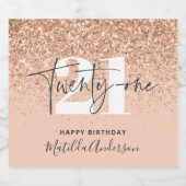 Meisjesglitter sparkle moderne 21e verjaardag bier etiket (Enkel label)