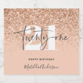 Meisjesglitter sparkle moderne 21e verjaardag bier etiket (Enkel label)