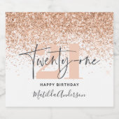 Meisjesglitter sparkle moderne 21e verjaardag sparkling wijnetiket (Enkel label)