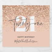 Meisjesglitter sparkle moderne 21e verjaardag sparkling wijnetiket (Enkel label)