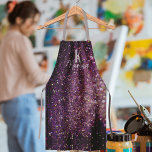 Meisjesglitter sparkle paarse zilvernaam monogram schort<br><div class="desc">Kute ,  girale paarse zilvergrijze schort met een faux glitter mousserend patroon. Pas het aan met je monogram en naam.</div>