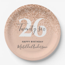 Meisjesglitter sparren modern verjaardagsfeestje p papieren bordje