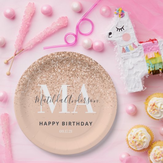 Meisjesglitter sparren moderne roze verjaardagsfee papieren bordje (Feest)