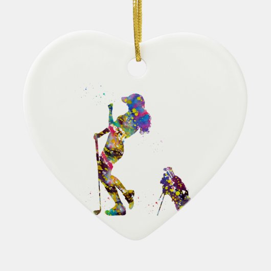 Meisjesgolfer Keramisch Ornament (Voorkant)