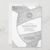 meisjesgrijze zilverwitte volleybal verjaardag kaart (Voorkant)