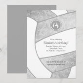 meisjesgrijze zilverwitte volleybal verjaardag kaart (Voorkant / Achterkant)