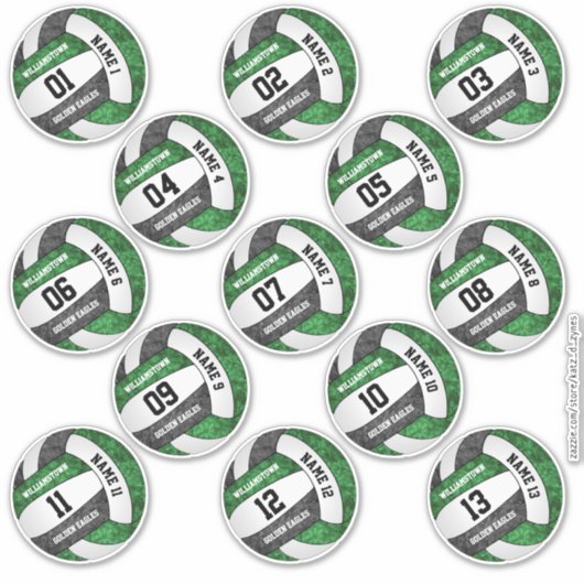 meisjesgroene zwarte volleybalspelernamen 13 sticker (Voorkant)