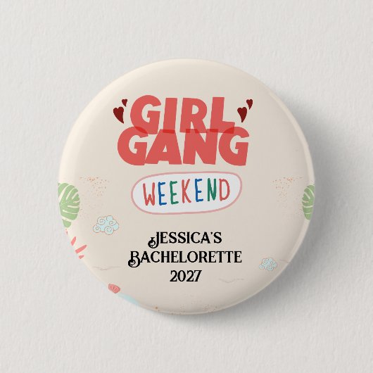 MEISJESGROEP WEEKEND KNOP (Persoonlijk) Ronde Button 5,7 Cm (Voorkant)