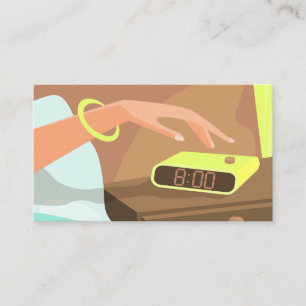 Meisjeshand die de alarmklok aandrukt advieskaart