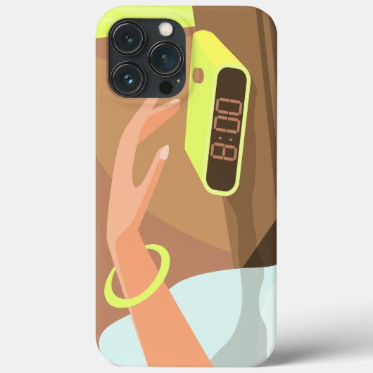 Meisjeshand die de alarmklok aandrukt Case-Mate iPhone case (Achterkant)