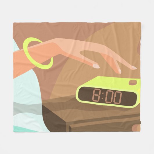 Meisjeshand die de alarmklok aandrukt fleece deken (Voorkant (Horizontaal))