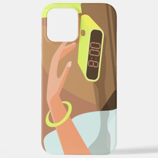 Meisjeshand die de alarmklok aandrukt iPhone hoesje (Achterkant)