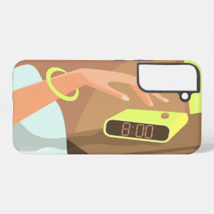 Meisjeshand die de alarmklok aandrukt samsung galaxy hoesje