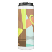 Meisjeshand die de alarmklok aandrukt thermosbeker (Achterkant)