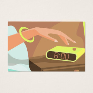 Meisjeshand die de alarmklok aandrukt visitekaartje