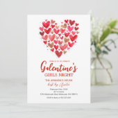 Meisjesharten Galentine's Night Feest Valentijn Kaart (Staand voorkant)