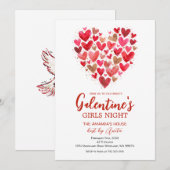 Meisjesharten Galentine's Night Feest Valentijn Kaart (Voorkant / Achterkant)