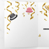 Meisjeshonden champagne gefeliciteerd verloving drieluik wenskaart (Binnenzijde eerst)