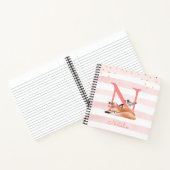 Meisjesillustratie Gold Glitter Pink Floral Diary Notitieboek (Binnen)