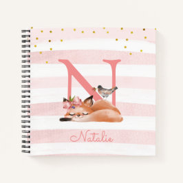 Meisjesillustratie Gold Glitter Pink Floral Diary Notitieboek