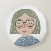 Meisjesillustratie Rond Kussen (Achterkant)