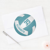 meisjesjongens douanenaam blauwgroen witvolleybal ronde sticker (Envelop)