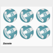 meisjesjongens douanenaam blauwgroen witvolleybal ronde sticker (Vel)